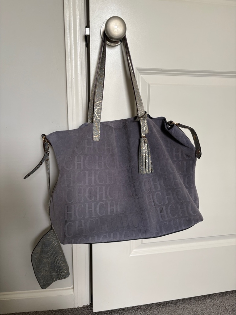 Carolina Herrera  Suede  Shoulder Bag